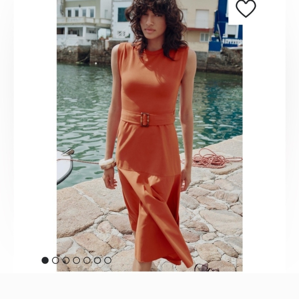 NWT Zara Vibrant Orange Midi Dress